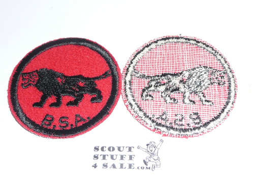 Lion Patrol Medallion, Felt w/BSA black/White ring back, 1940-1955, lite use or new with a moth hole