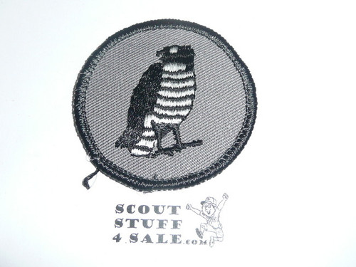 Hawk Patrol Medallion, Grey Twill with paper back, 1972-1989