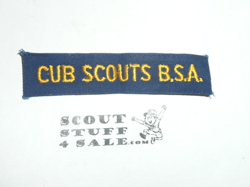 Program Strip - Cub Scouts B.S.A., on Navy fine twill, previously sewn but in very good condition