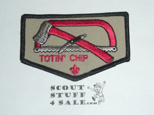 Totin' Chip Boy Scout knife/Axe Award Patch, tan twill, blk bdr