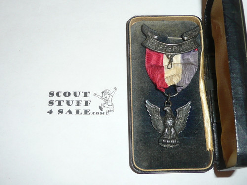 Eagle Scout Medal, Robbins 3, 1933-1954, In Box, STERLING SILVER, used but a nice example