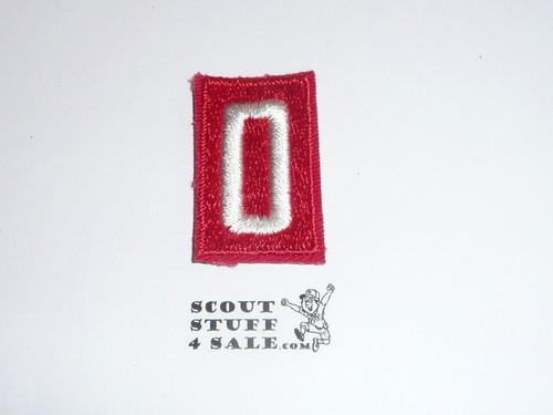 Old Red Troop Numeral "0", Fully Embroidered, used
