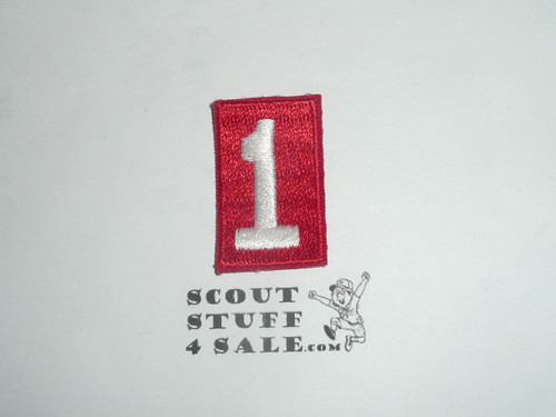 Old Red Troop Numeral "1", Fully Embroidered