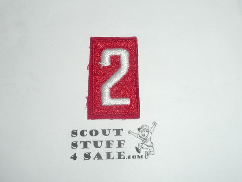 Old Red Troop Numeral "2", Fully Embroidered