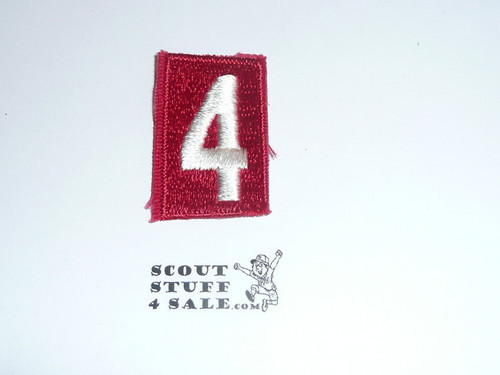 Old Red Troop Numeral "4", fully embroidered, used