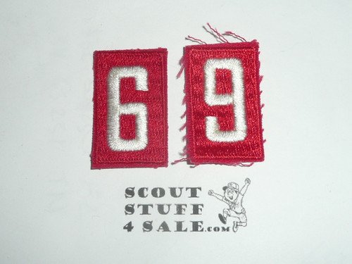 Old Red Troop Numeral "6" or "9", Fully Embroidered