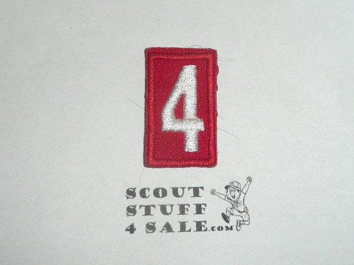 Old Red Troop Numeral "4", twill