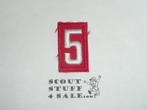 Old Red Troop Numeral "5", twill
