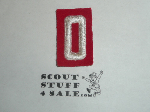 Red Troop Numeral "0", felt, OLD