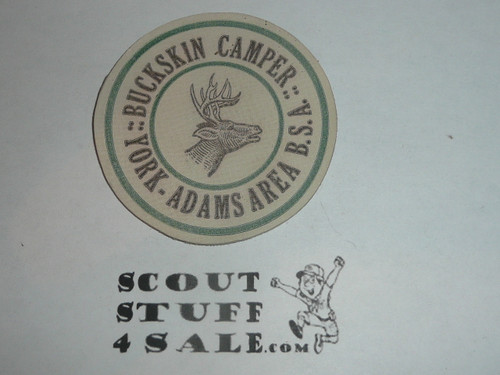 1945 York Adams Area Council Buckskin Camper Leather Patch, MINT