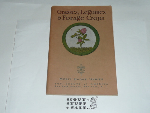 Grasses, Legumes & Forage Crops Merit Badge Pamphlet, Type 3, Tan Cover, 11-38 Printing date