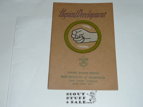 Physical Development Merit Badge Pamphlet, Type 3, Tan Cover, 8-36 Printing