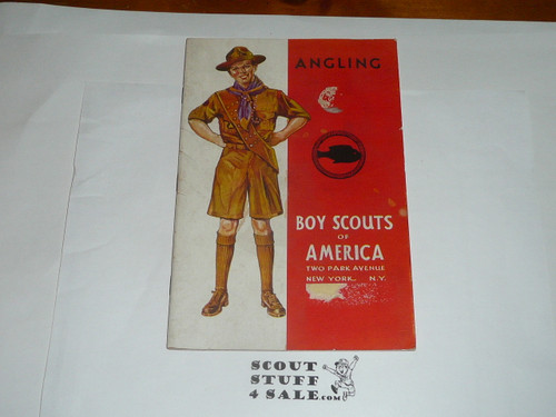Angling Merit Badge Pamphlet, Type 4, Standing Scout Cover, 3-42 Printing