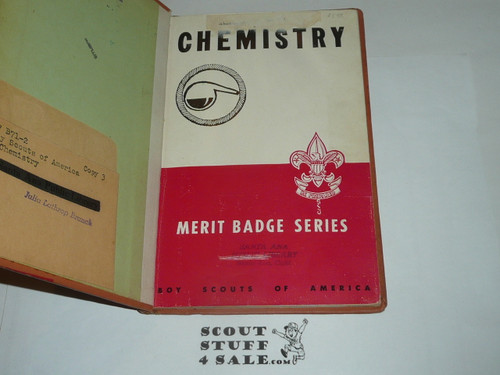 Chemistry Library Bound Merit Badge Pamphlet, Type 5, Red/Wht Cover, 9-50 printing
