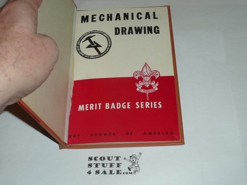 Mechanical Drawing Library Bound Merit Badge Pamphlet, Type 5, Red/Wht Cover, 12-50 Printing