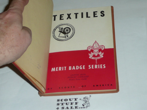 Textiles Library Bound Merit Badge Pamphlet, Type 5, Red/Wht Cover, 4-50 Printing