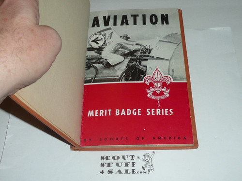 Aviation Library Bound Merit Badge Pamphlet, Type 6, Picture Top Red Bottom Cover, 4-54 Printing