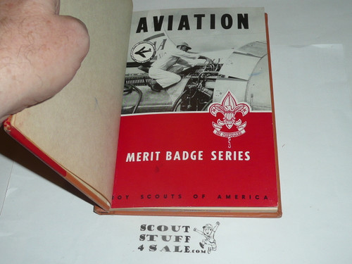 Aviation Library Bound Merit Badge Pamphlet, Type 6, Picture Top Red Bottom Cover, 1-54 Printing