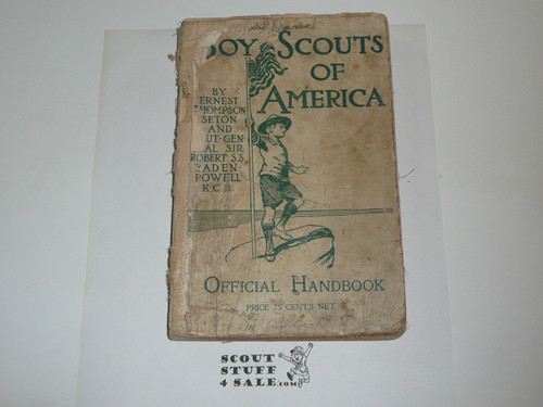 1910 Boy Scout Handbook, Original Edition, Two Author, Cover and Spine Significant wear, inside pages are good, good for reading