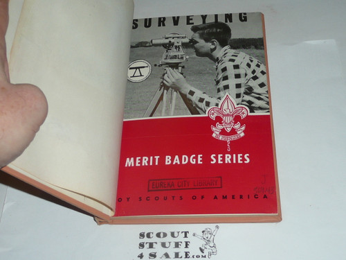 Surveying Library Bound Merit Badge Pamphlet, Type 6, Picture Top Red Bottom Cover, 5-64 Printing