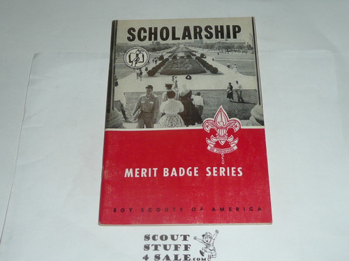 Scholarship  Merit Badge Pamphlet, Type 6, Picture Top Red Bottom Cover, 5-65 Printing