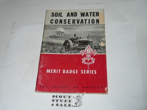 Soil and Water Conservation Merit Badge Pamphlet, Type 6, Picture Top Red Bottom Cover, 7-55 Printing
