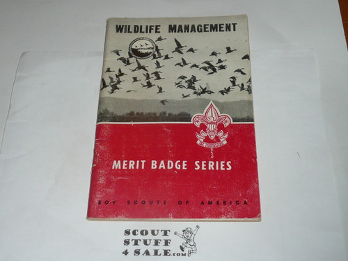 Wildlife Management Merit Badge Pamphlet, Type 6, Picture Top Red Bottom Cover, 6-57 Printing