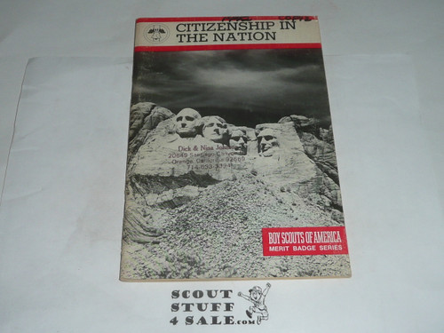 Citizenship in the Nation Merit Badge Pamphlet, Type 9, Red Band Cover, 2-80 Printing