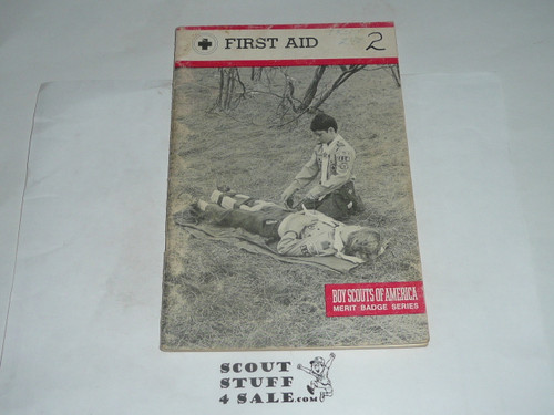 First Aid Merit Badge Pamphlet, Type 9, Red Band Cover, 10-81 Printing