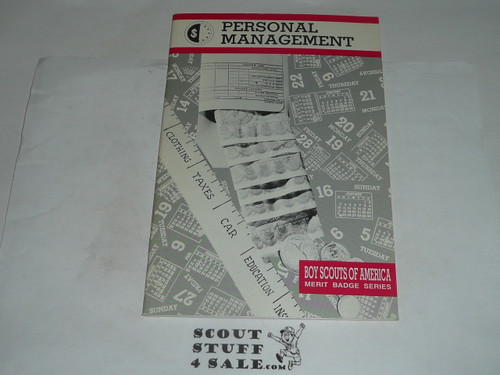 Personal Management Merit Badge Pamphlet, Type 9, Red Band Cover, 12-95 Printing