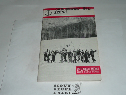 Skiing Merit Badge Pamphlet, Type 9, Red Band Cover, 2-94 Printing