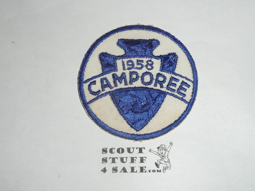1958 Camporee Patch, Generic BSA issue, wht twill, blue c/e bdr