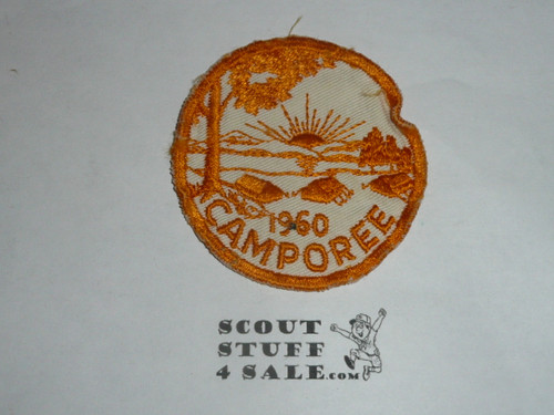 1960 Camporee Patch, Generic BSA issue, wht twill, org c/e bdr, lite use
