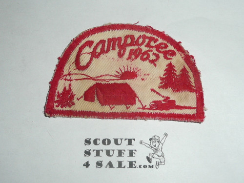 1962 Camporee Patch, Generic BSA issue, wht twill, red c/e bdr, used