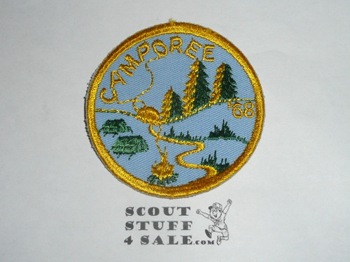 1968 Camporee Patch, Generic BSA issue, lt. blue twill, gold c/e bdr