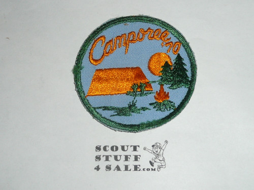 1970 Camporee Patch, Generic BSA issue, lt blue twill, grn c/e bdr