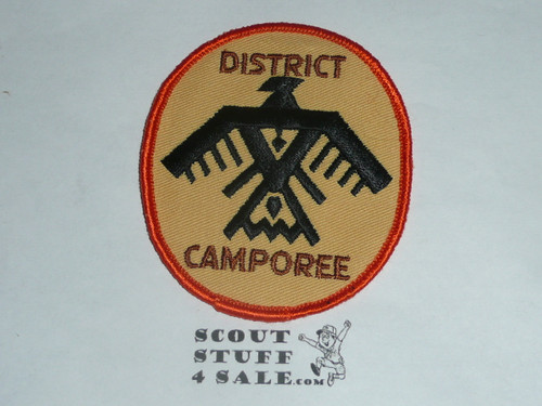 District Camporee Patch, Generic BSA issue, yel twill, org r/e bdr, thunderbird