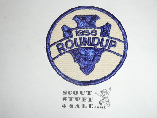 1958 Round-up Patch, Generic BSA issue, wht twill, blue r/e bdr