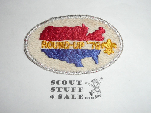 1978 Round-up Patch, Generic BSA issue, USA Map, twill discolored