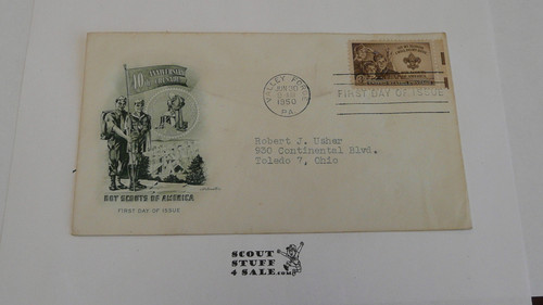 1950 National Jamboree 40th anniversary First day of issue Envelope with First day of issue cancellation and BSA 3 cent stamp