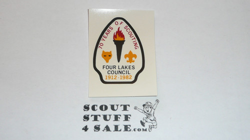 Four Lakes Council 1982 70th Anniversary Decal, Boy Scouts