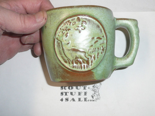 1969 National Jamboree Frankoma Ceramic Coffee Mug, Green
