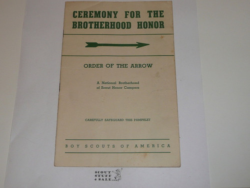 Brotherhood Ceremony Manual, Order of the Arrow, 1949, 8-49 Printing