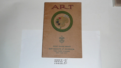 Art Merit Badge Pamphlet, Type 3, Tan Cover, 4-36 Printing