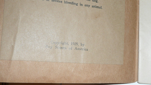 First Aid to Animals Merit Badge Pamphlet, Type 3, Tan Cover, 1929 Printing
