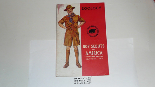 Zoology Merit Badge Pamphlet, Type 4, Standing Scout Cover, 6-41 Printing