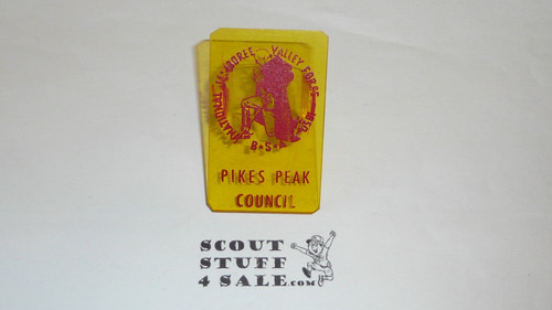 1950 National Jamboree Lucite Contingent Neckerchief slide from Pikes Peak Council