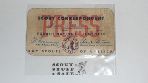 1957 National Jamboree Scout PRESS Correspondent Card