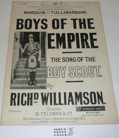 1911 Boys of the Empire - The Song of the Boy Scout Sheet Music, By Rich D. Williamson