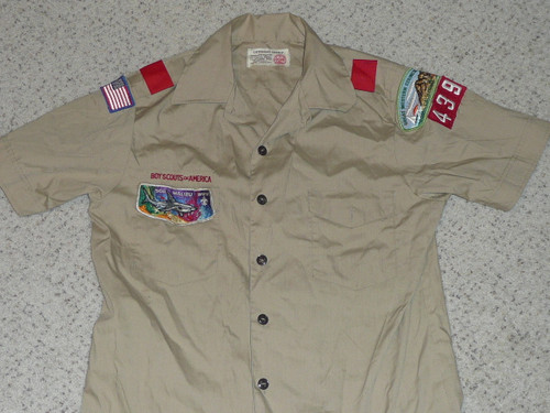 1970's Boy Scout Uniform Shirt from Great Western Council (Malibu Lodge #566), 21" chest 29 " Length, #FB58